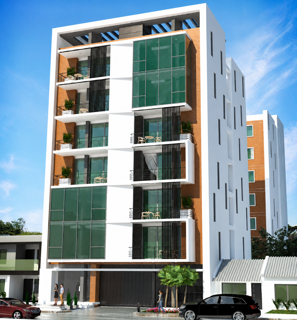 Visualización de edificación residencial incluida en el bloque de interventorías del portafolio de HYC.